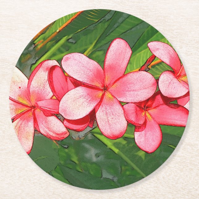 Plumerias Underlägg Papper Rund (Framsidan)