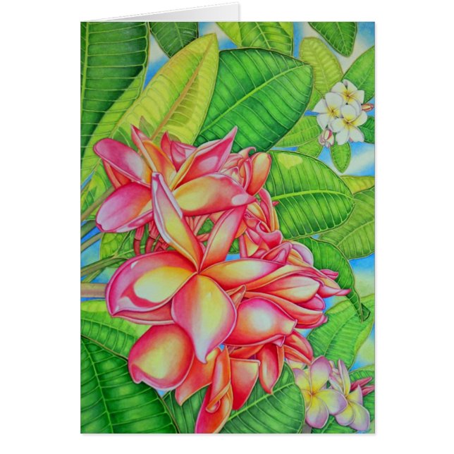 Plumeriaträdgård Hälsningskort (Framsidan)