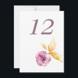 Plumrose Bordskort<br><div class="desc">Det här koordinerande bordskortet har en delikat,  akvarellblomma i plommon- och rosa nyanser med gyllene blad.</div>