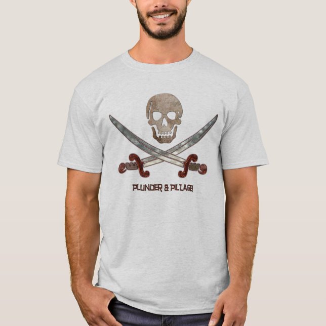 Plunder & Pillage Pirat Calico Jack T Shirt (Framsida)