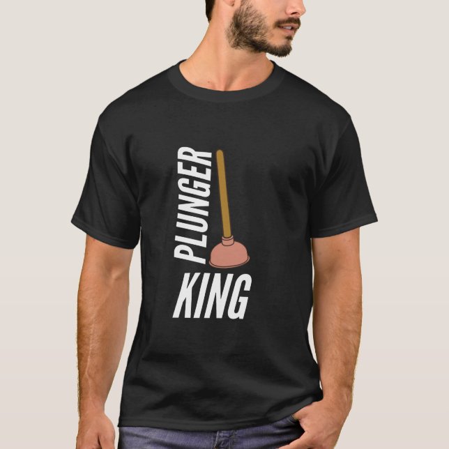 Plunger Kung Funny Plumber Gift T-Shirt (Framsida)