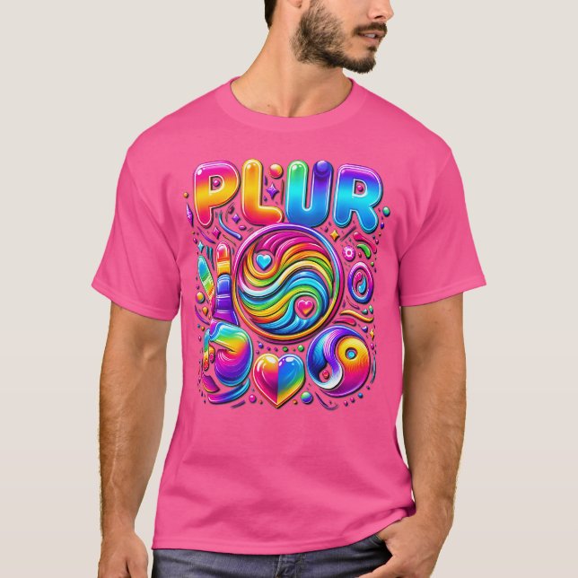 Plur Edc Edm Rave Dance Music Peace Kärlek Unity R T Shirt (Framsida)