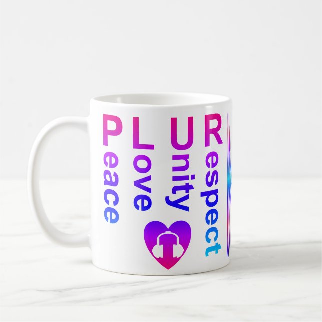 PLUR (fredsenhetsprincipen i Kärlek) Kaffemugg (Vänster)