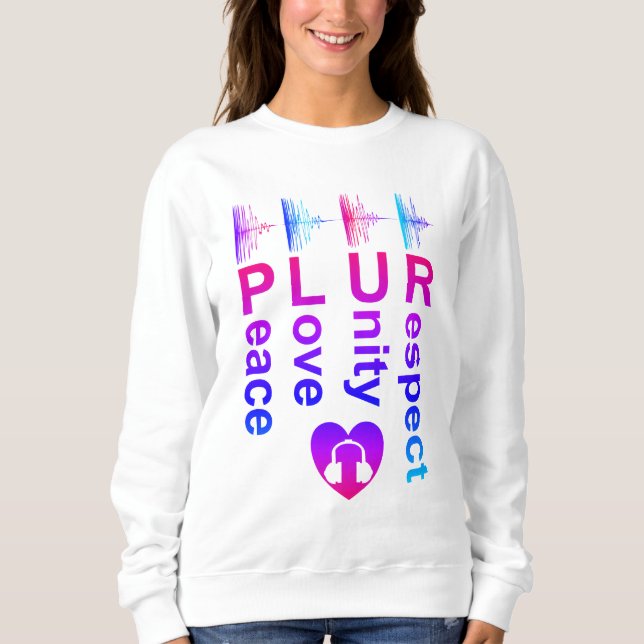 PLUR (fredsenhetsprincipen i Kärlek) T Shirt (Framsida)