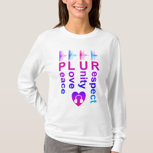 PLUR-Långärmad (Peace Kärlek Unity Respect) - skir T Shirt (Framsida)