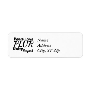 PLUR - Peace, Love, Unity, Respect Returadress Etikett