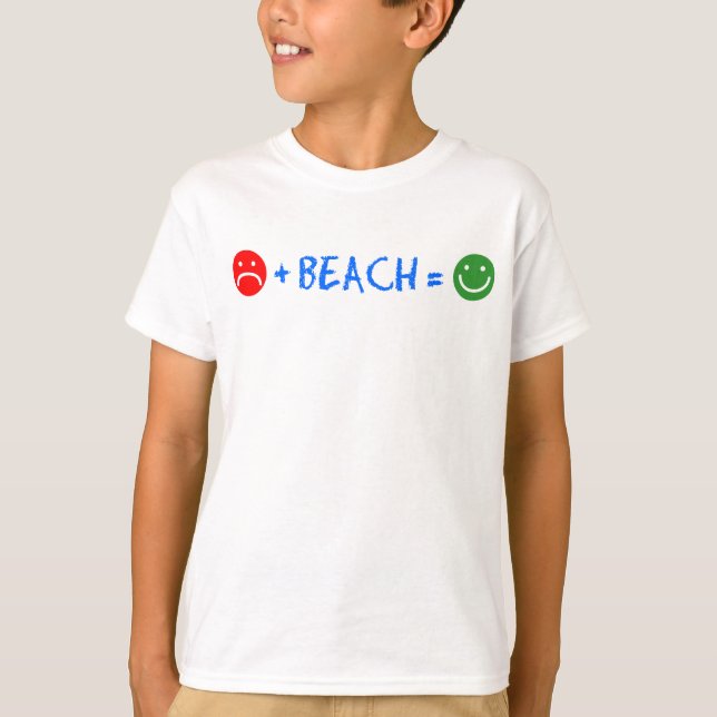 Plus Beach Equals Lycklig T Shirt (Framsida)