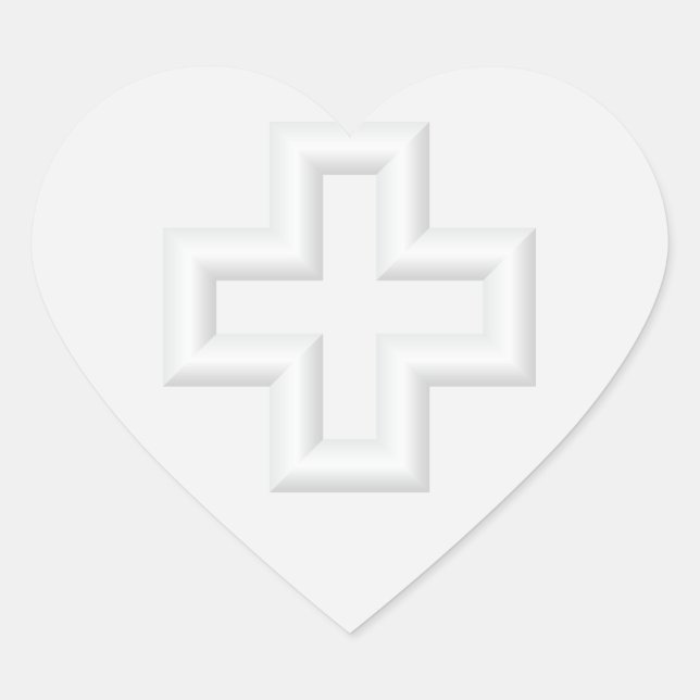 Plus Embossed Yta Hjärtformat Klistermärke (Framsida)