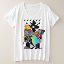 Plus Storlek Women Butterfly Blommigt Graphic T-Sh