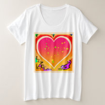Plus Storlek Women Hearts Graphic t-Shirt
