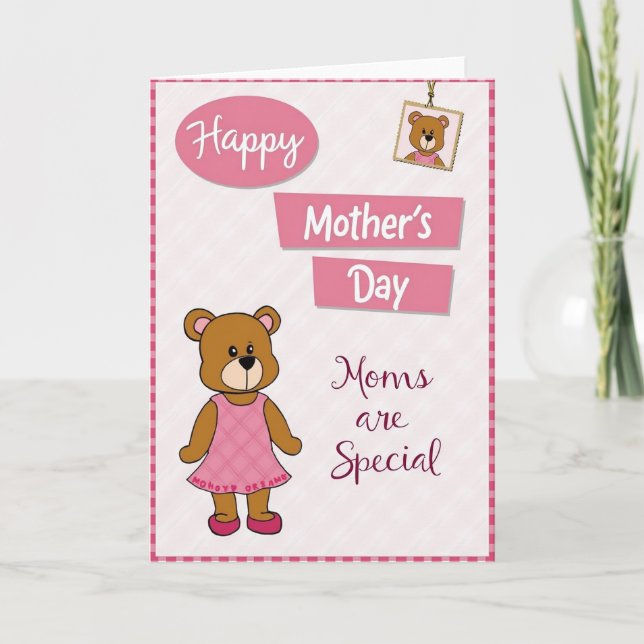 Plush Bear Mothers Day Scene Card Kort (Framsida)
