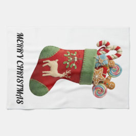 Plush Christmas Stocking Illustration Kökshandduk