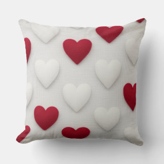 Plush Red & White Hearts Cotton Throw Pillow Kudde