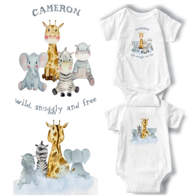 Plush Safari | Tema för Cute Jungle Baby djur T Shirt (Skapare uppladdad)