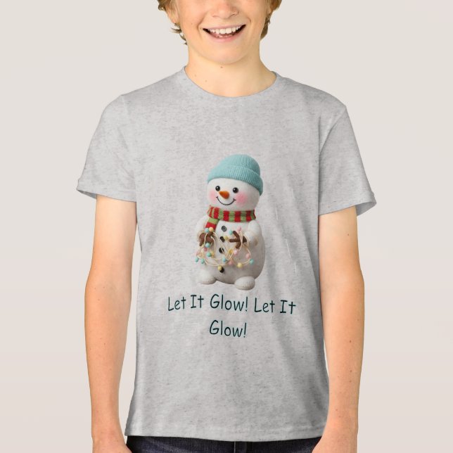 Plush Snowman With Christmas Lights T Shirt (Framsida)