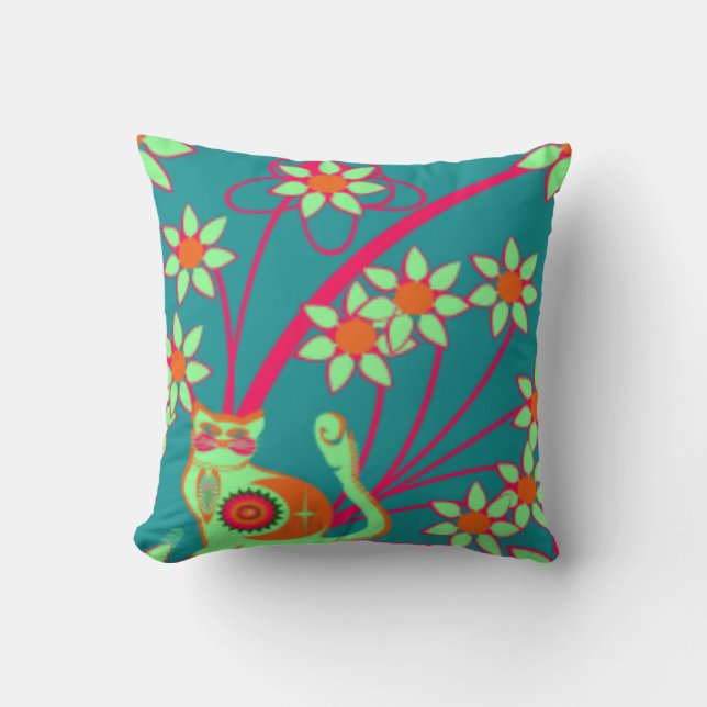 PLUSH TOSS PILLOWS - KATTUNGE FLOWER DESIGN GIFTS KUDDE (Framsida)