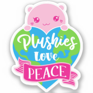 Plushies Kärlek Peace Cute Kawaii Heart Earth Klistermärken