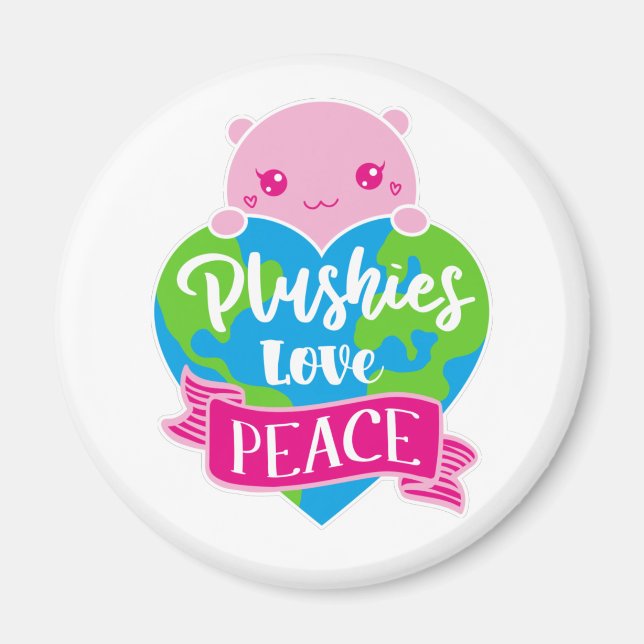 Plushies Kärlek Peace | Cute Kawaii Heart Earth Magnet (Framsidan)