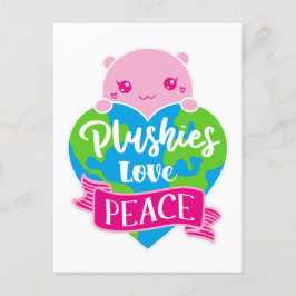 Plushies Kärlek Peace | Cute Kawaii Heart Earth Vykort