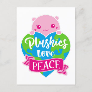Plushies Kärlek Peace Cute Kawaii Heart Earth Vykort