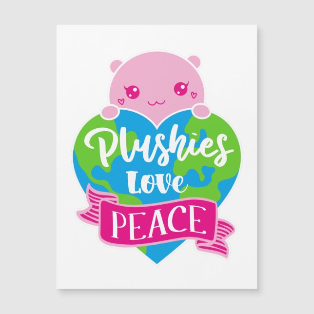 Plushies Kärlek Peace | Cute Kawaii Magnetic Card (Framsida)