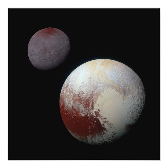 Pluto & Charon 9:e eller Dwarf Planet Solar System Fototryck (Framsidan)