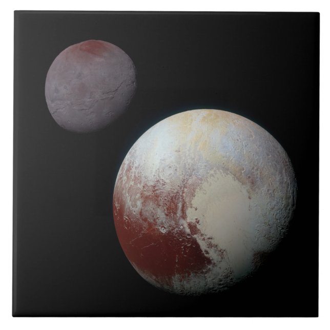 Pluto & Charon 9:e eller Dwarf Planet Solar System Kakelplatta (Framsidan)
