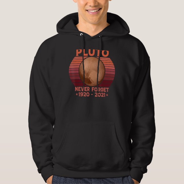 PLUTO FÅR ALDRIG GLÖMMA Retro Stil FUNNY Space, Sc Hoodie (Framsida)