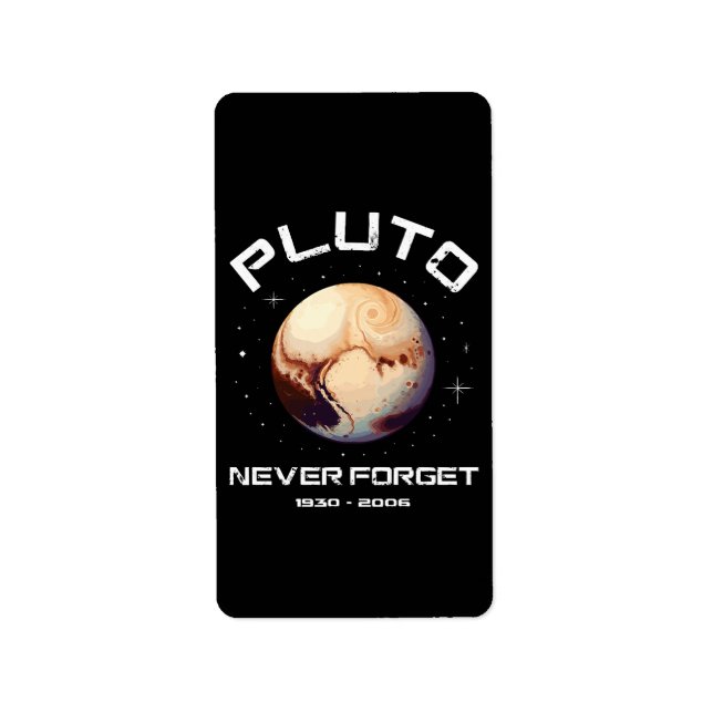 Pluto Glöm Aldrig Adressetikett (Framsidan)