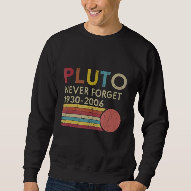 Pluto Glöm aldrig Retro Space Science Gag Plut Lång Ärmad Tröja (Framsida)