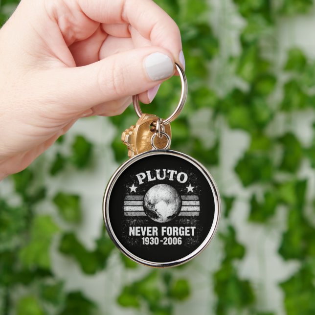 Pluto Glöm Aldrig Rund Silverfärgad Nyckelring (Hand)
