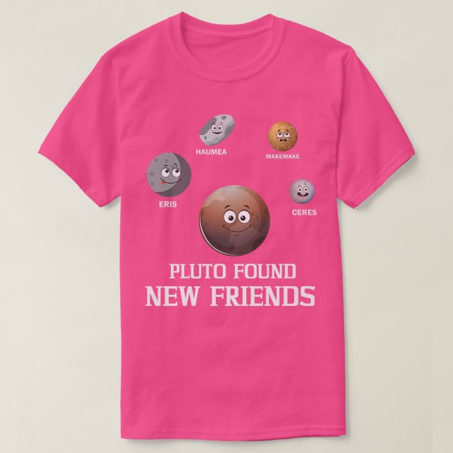Pluto hittade nya vänner Solar Space Science Premi T Shirt (Design framsida)