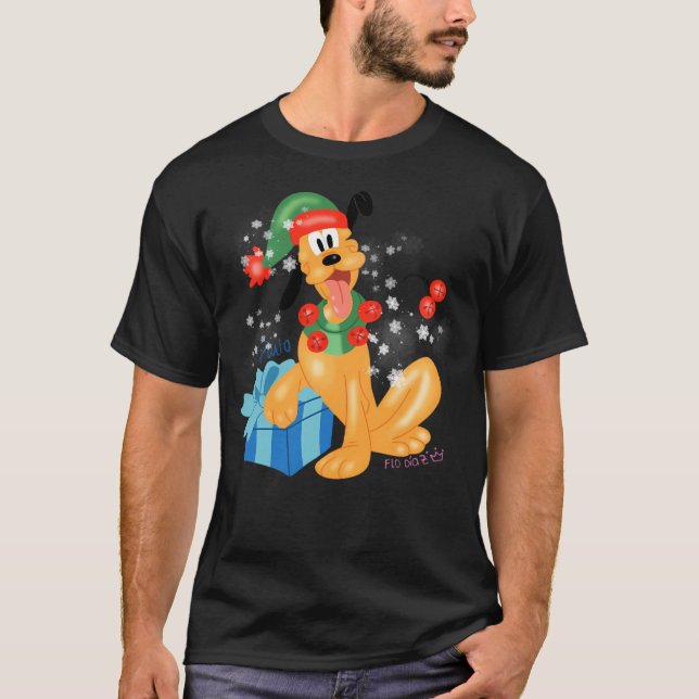 Pluto Hund Mickey jul T Shirt (Framsida)