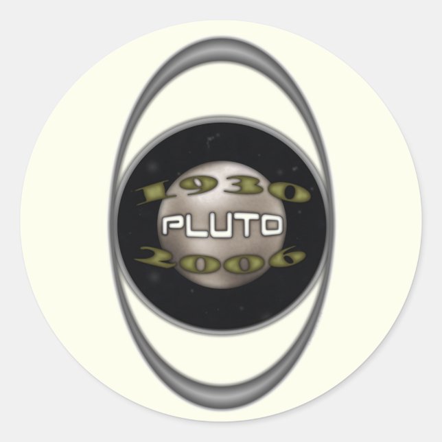 Pluto-minneshögtid 1930-2006 runt klistermärke (Framsida)