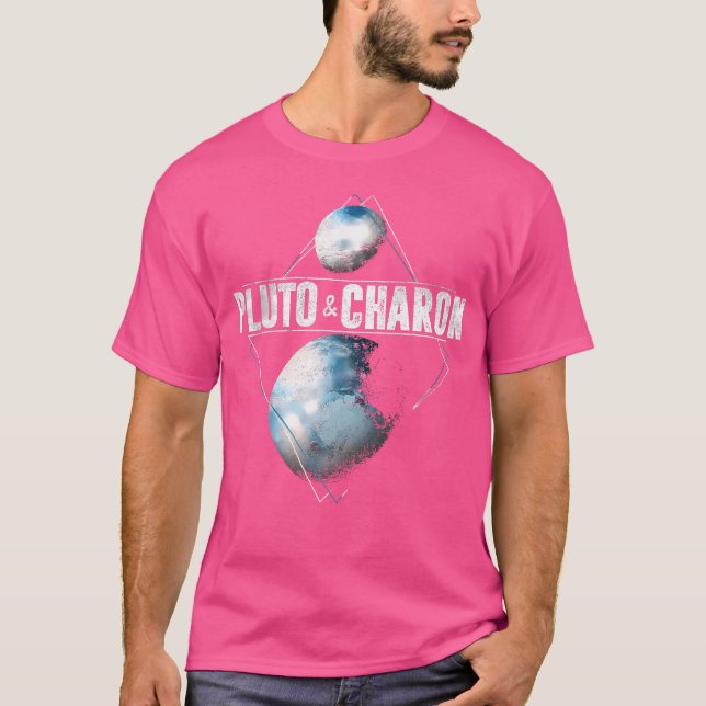 Pluto Planet Charon Måne Solar System Astronomy T Shirt (Framsida)