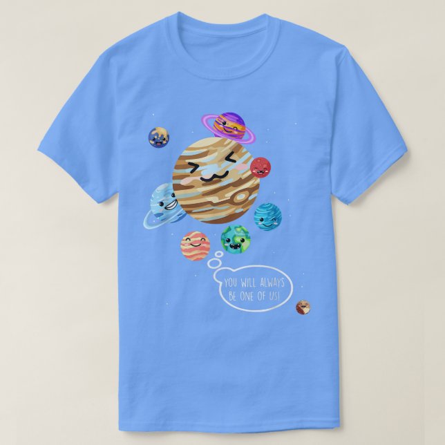 Pluto Planet Funny Space Tecknad Planets - aldrig  T Shirt (Design framsida)