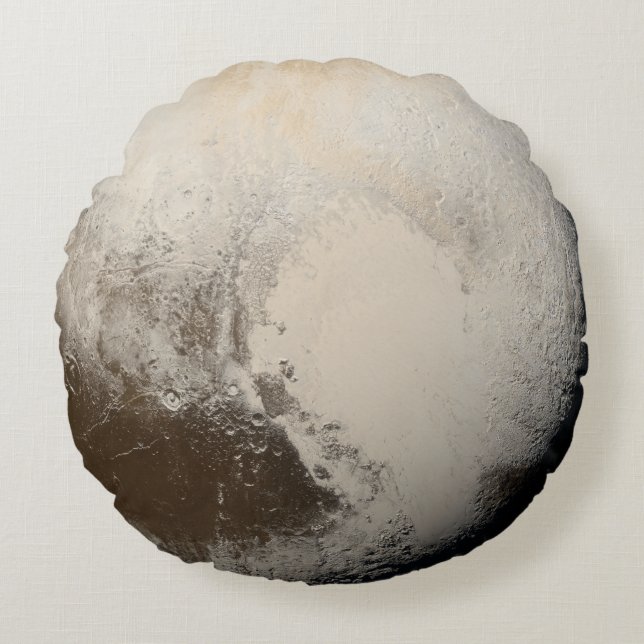 Pluto Planet Photo Space Solar System Elegant Gråt Rund Kudde (Framsidan)