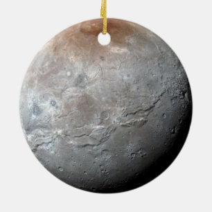 Pluto + Plutos Charon-Ser största måne båda sid Julgransprydnad Keramik