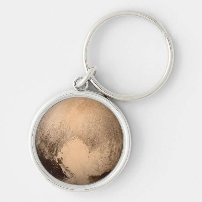 Pluto Rund Silverfärgad Nyckelring (Framsidan)