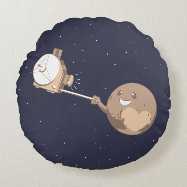 Pluto Selfie Rund Kudde (Framsidan)