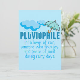 Pluviophile Rain Älskare Cute Blue Umbrella Kort