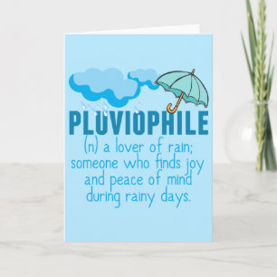 Pluviophile Rain Älskare Söt Blue Umbrella Kort