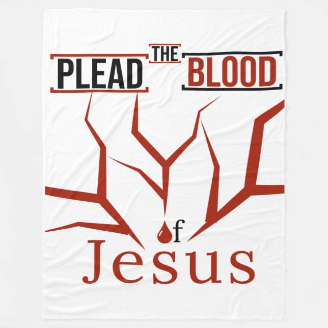 Ply the Blood of Jesus Blanket (Över vitt) Fleecefilt (Framsidan)