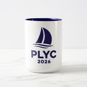 PLYC 2026 Vit Mugg med Marinblå Inredning