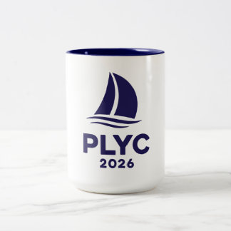 PLYC 2026 Vit Mugg med Marinblå Inredning