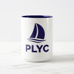 PLYC Vit kopp med marinblå inredning