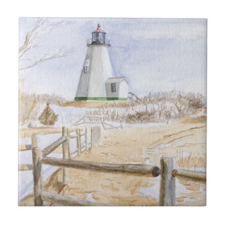 Plymadow Lighthouse Watercolor Kakelplatta