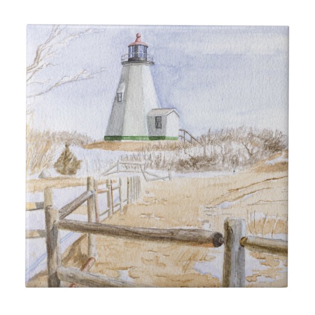 Plymadow Lighthouse Watercolor Kakelplatta (Framsidan)