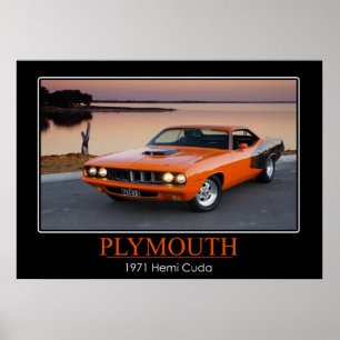 Plymouth 1971 Hemi Cuda - muskelbil Poster