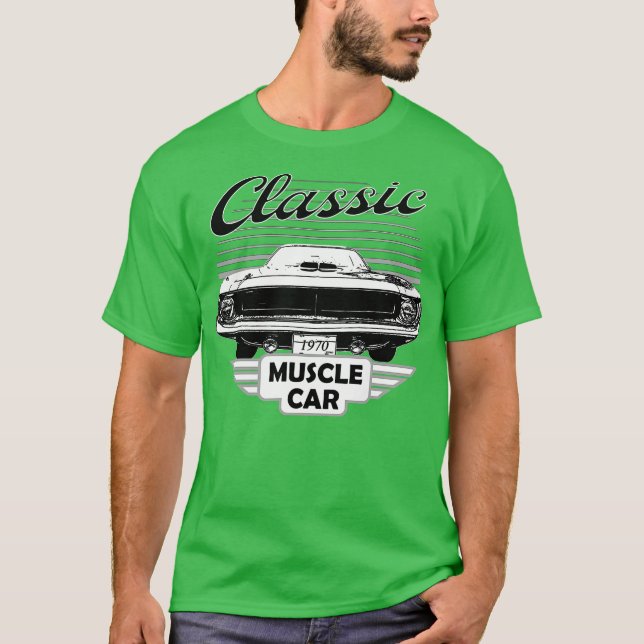 Plymouth Barracuda Classic American Muscle 70s T Shirt (Framsida)